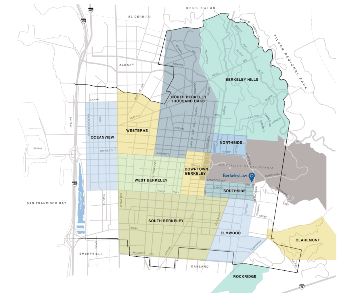 Map of neighborhoods in Berkeley, California